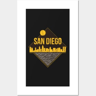 San Diego California Skyline Baseball Fan Vintage 619 Love Posters and Art